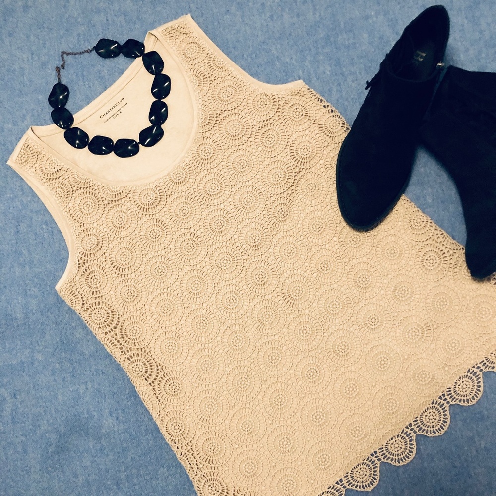 Charter Club eyelet shell NWT
